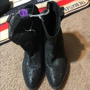 Elegant Black Rhinestone Ankle Boots